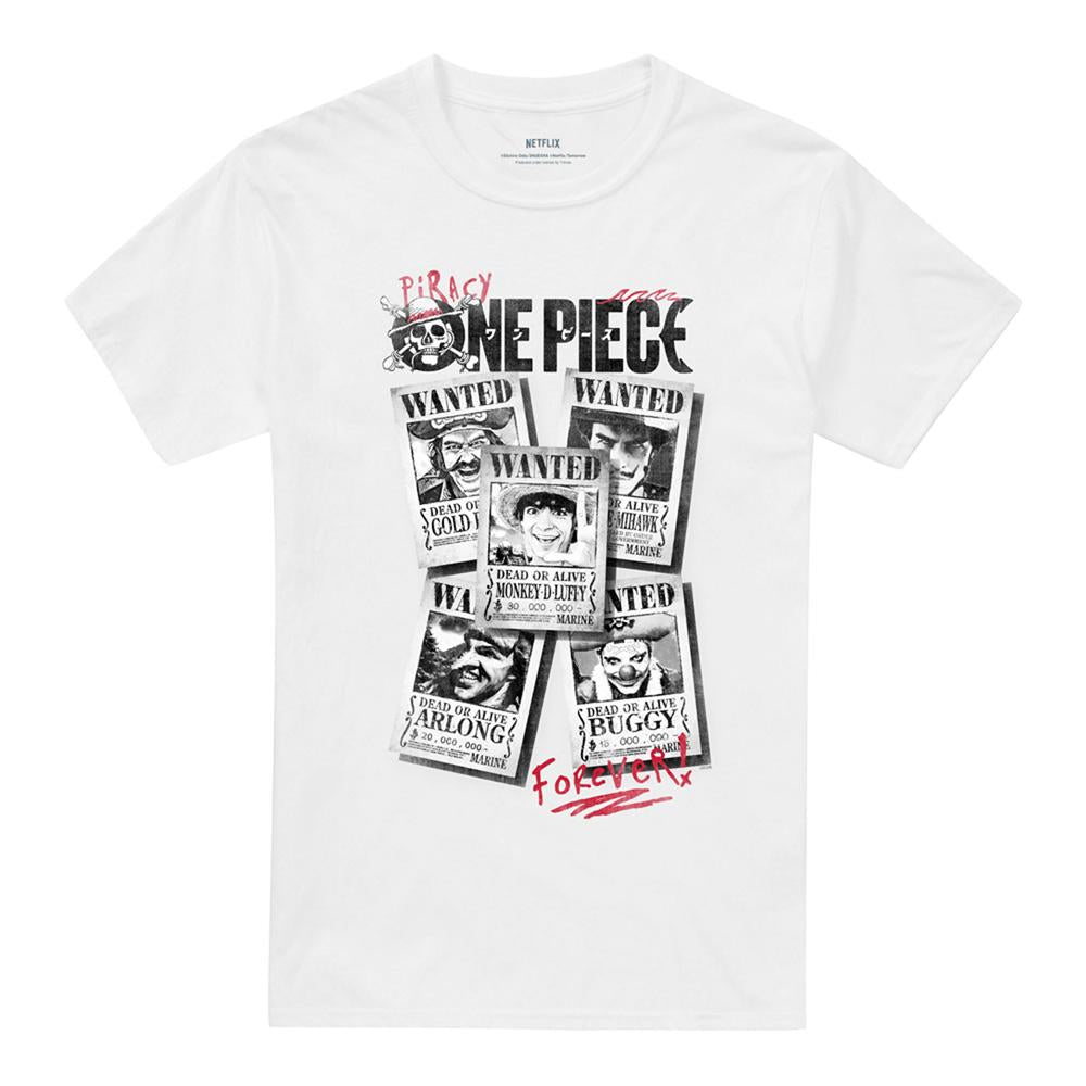 White - Front - One Piece Unisex Adult Wanted Poster T-Shirt