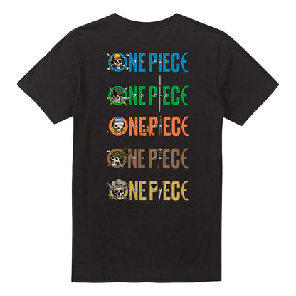 Black - Front - One Piece Unisex Adult Stacked Logo Back Print T-Shirt