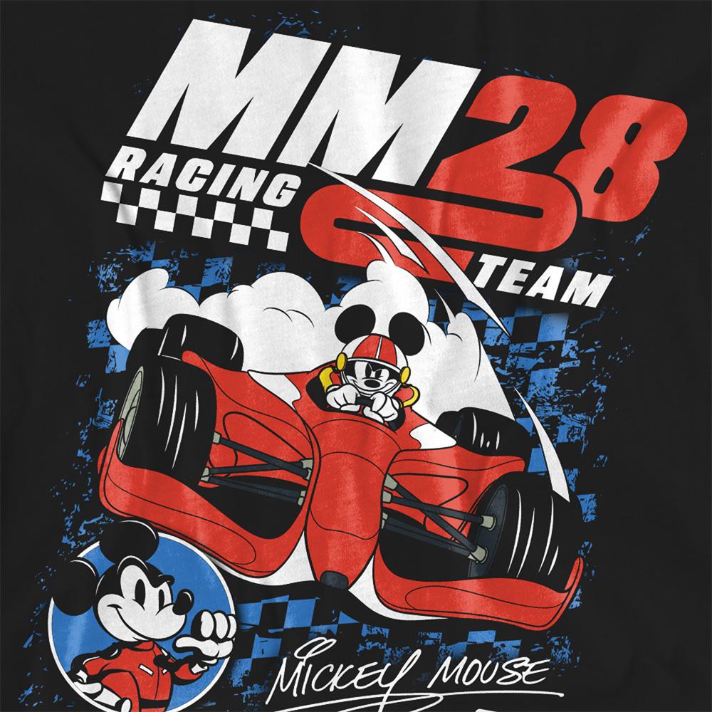 Black - Side - Disney Womens-Ladies Mickey Mouse Chequered Racing T-Shirt