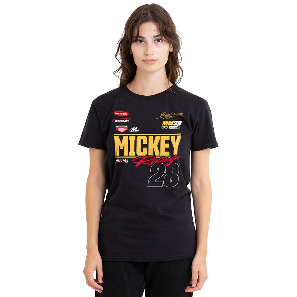 Black - Back - Disney Womens-Ladies 28 Mickey Mouse Racing T-Shirt