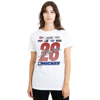 White - Back - Disney Womens-Ladies Racing Logo T-Shirt