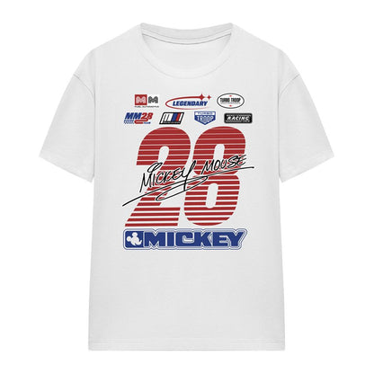 White - Front - Disney Womens-Ladies Racing Logo T-Shirt