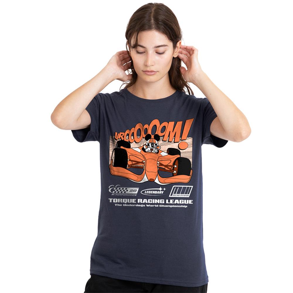 Deep Navy - Back - Disney Womens-Ladies Mickey Mouse Comic Racing T-Shirt