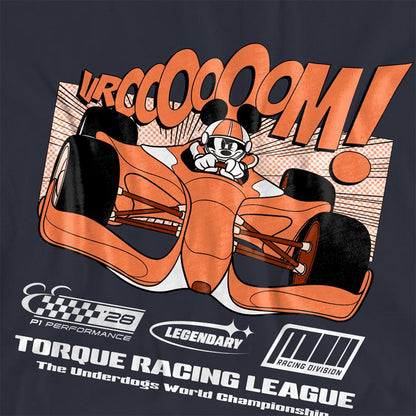 Deep Navy - Side - Disney Womens-Ladies Mickey Mouse Comic Racing T-Shirt