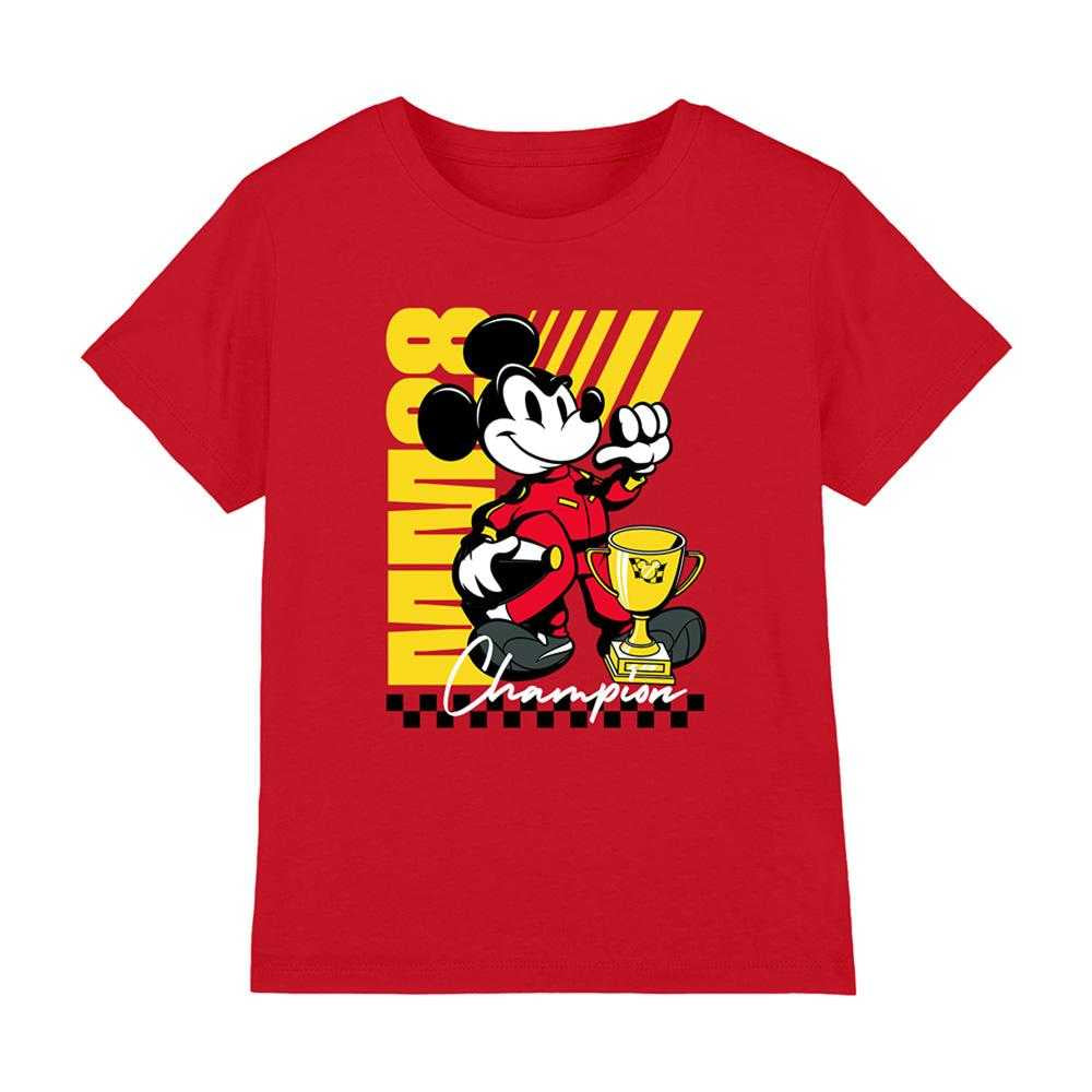 Red - Front - Disney Childrens-Kids Champion Mickey Mouse Trophy T-Shirt