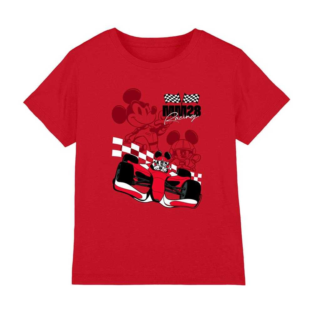 Red - Front - Disney Childrens-Kids Mickey Mouse Racing Cars T-Shirt