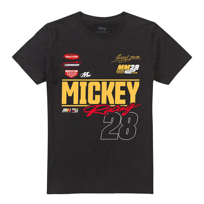 Black - Front - Disney Unisex Adult 28 Mickey Mouse Racing T-Shirt
