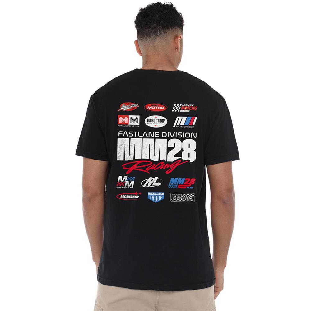 Black - Pack Shot - Disney Unisex Adult Mickey Mouse Racing Logo T-Shirt