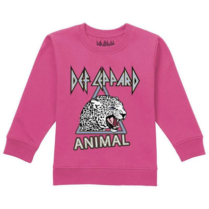 Hot Pink - Front - Def Leppard Girls Animal Face Sweatshirt