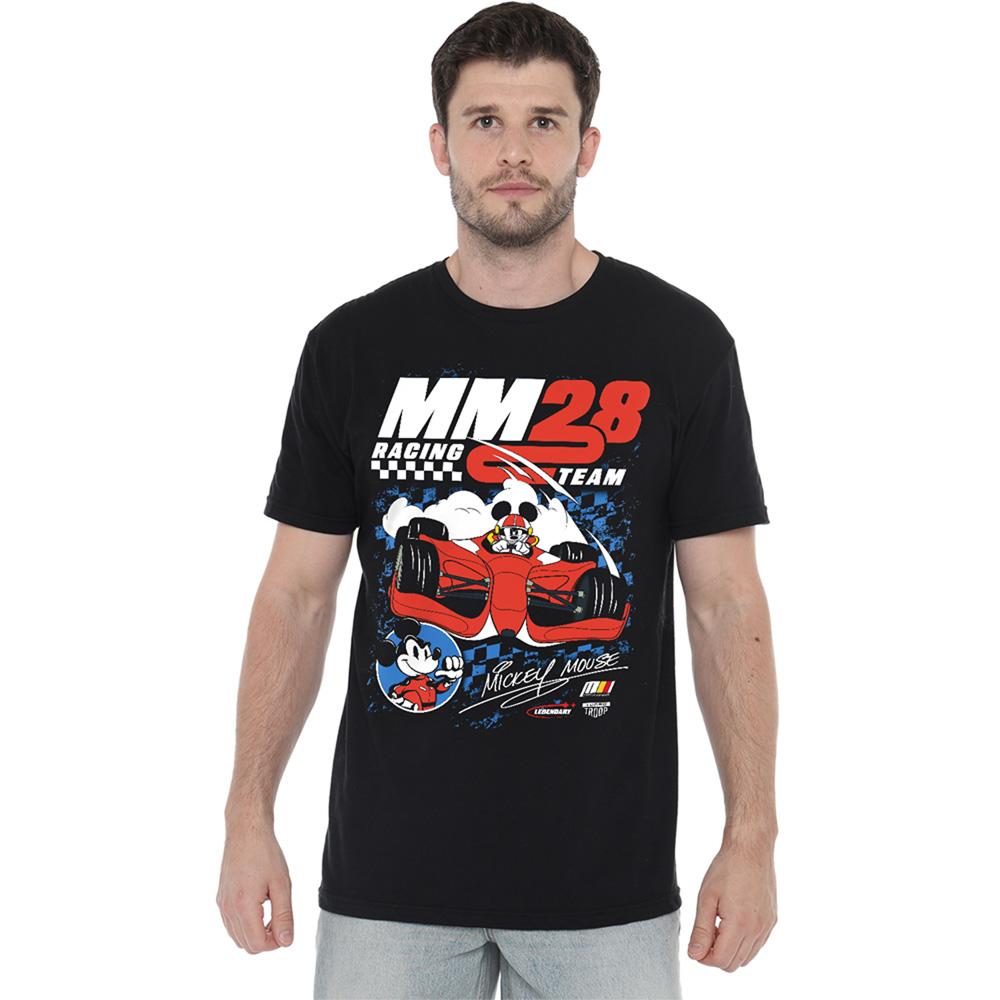 Black - Lifestyle - Disney Unisex Adult Mickey Mouse Chequered Racing T-Shirt
