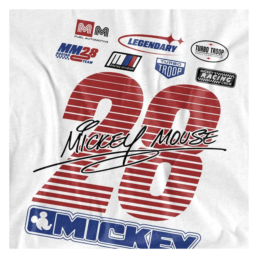White - Side - Disney Unisex Adult Mickey Mouse Racing Logo T-Shirt