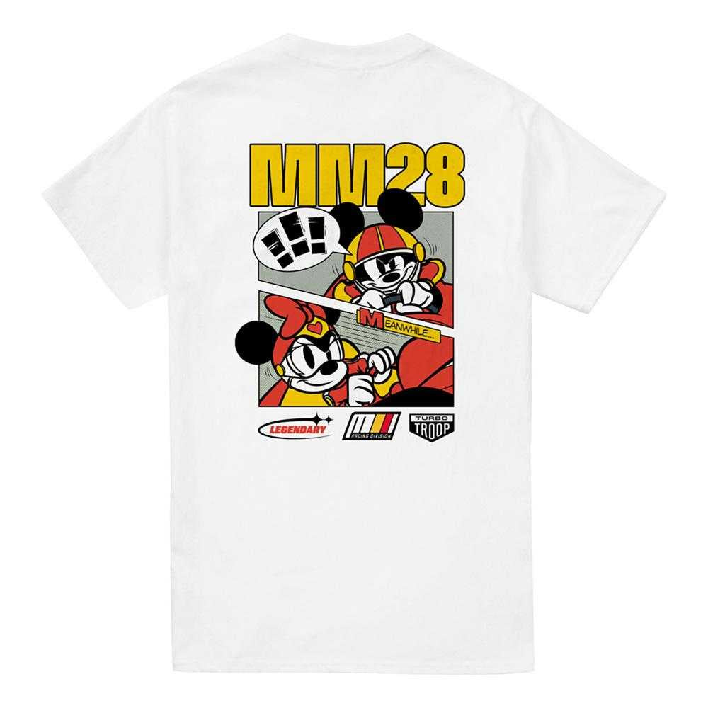 White - Back - Disney Unisex Adult Mickey Mouse Comic Strip Back Print Racing T-Shirt