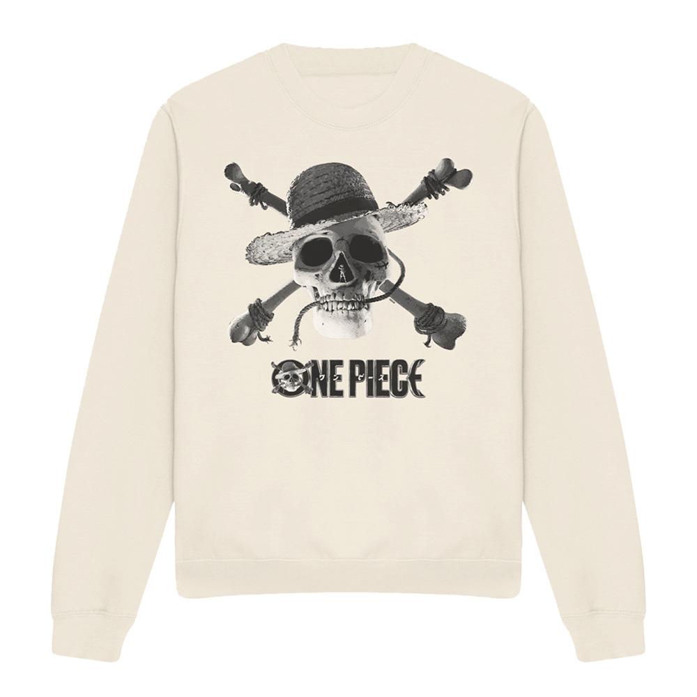 Natural - Front - One Piece Unisex Adult Skull Logo Sweatshirt
