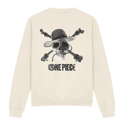 Natural - Front - One Piece Unisex Adult Skull Logo Sweatshirt