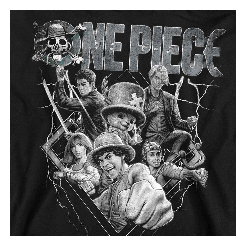 Black - Side - One Piece Unisex Adult Straw Hat Crew Heavy Metal Sweatshirt
