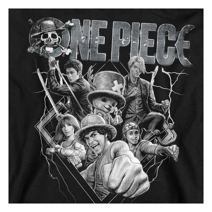 Black - Side - One Piece Unisex Adult Straw Hat Crew Heavy Metal Sweatshirt
