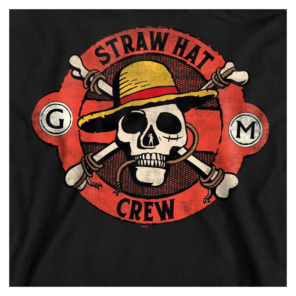 Black - Side - One Piece Unisex Adult Straw Hat Crew Skull Sweatshirt