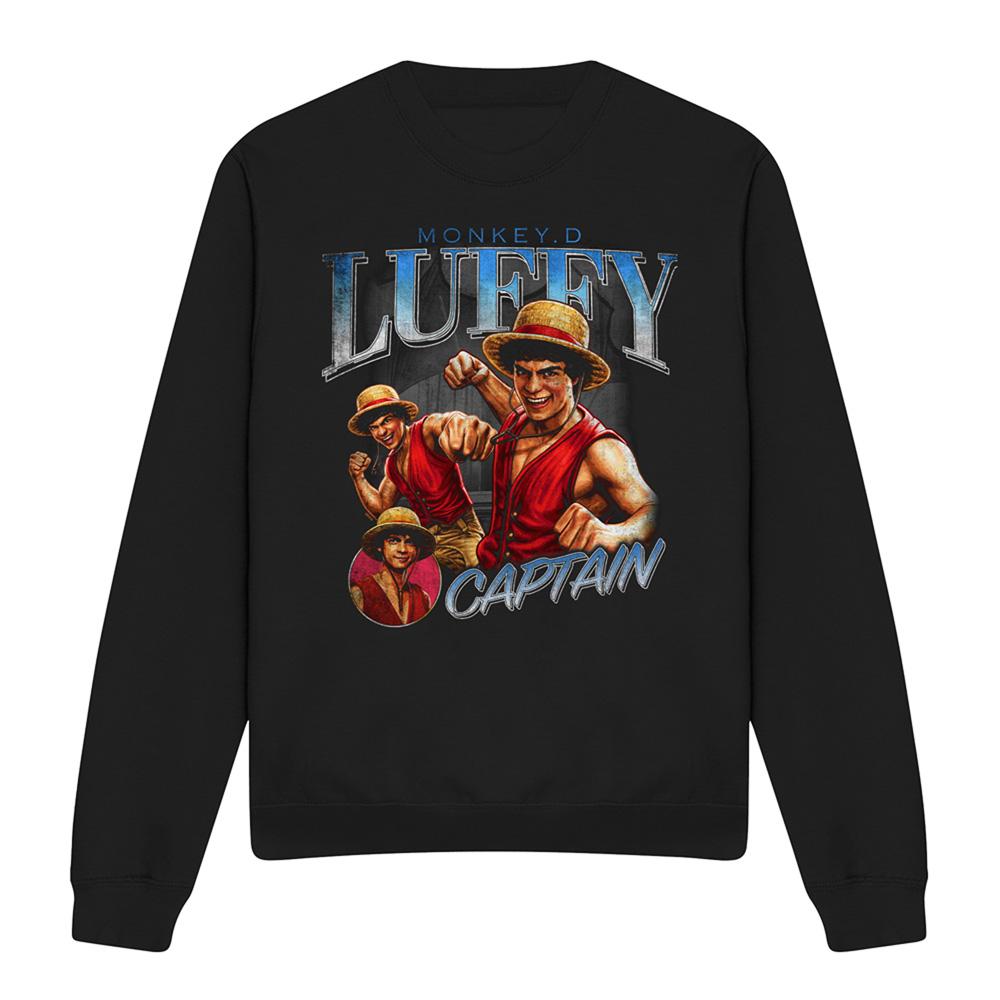 Black - Front - One Piece Unisex Adult Luffy Homage Sweatshirt