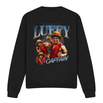 Black - Front - One Piece Unisex Adult Luffy Homage Sweatshirt