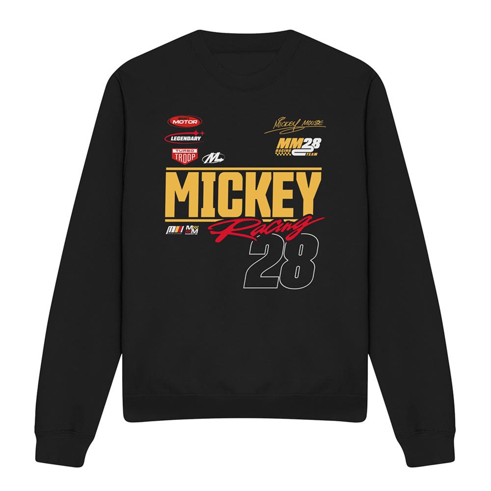 Black - Front - One Piece Unisex Adult Racing 28 Mickey Mouse Sweatshirt