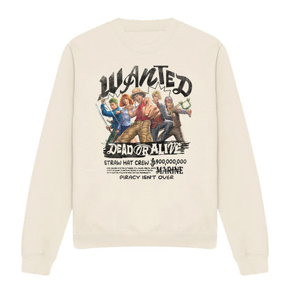 Natural - Front - One Piece Unisex Adult Straw Hat Crew Dead Or Alive Sweatshirt