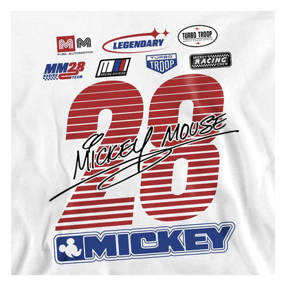 White - Side - Disney Unisex Adult Mickey Mouse Racing Logo Sweatshirt