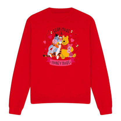 Red - Front - Winnie the Pooh Unisex Adult Bear Hugs Sweatshirt