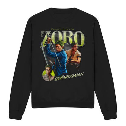 Black - Front - One Piece Unisex Adult Roronoa Zoro Homage Sweatshirt
