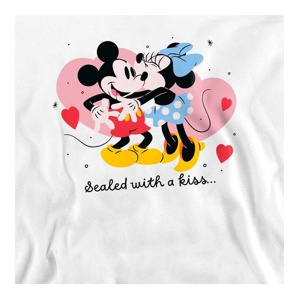 White - Side - Disney Unisex Adult Sealed With A Kiss Mickey & Minnie Mouse Sweatshirt