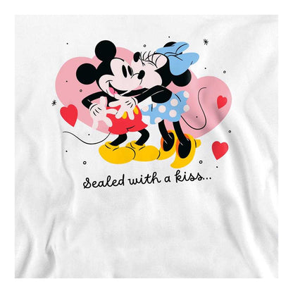 White - Side - Disney Unisex Adult Sealed With A Kiss Mickey & Minnie Mouse Sweatshirt
