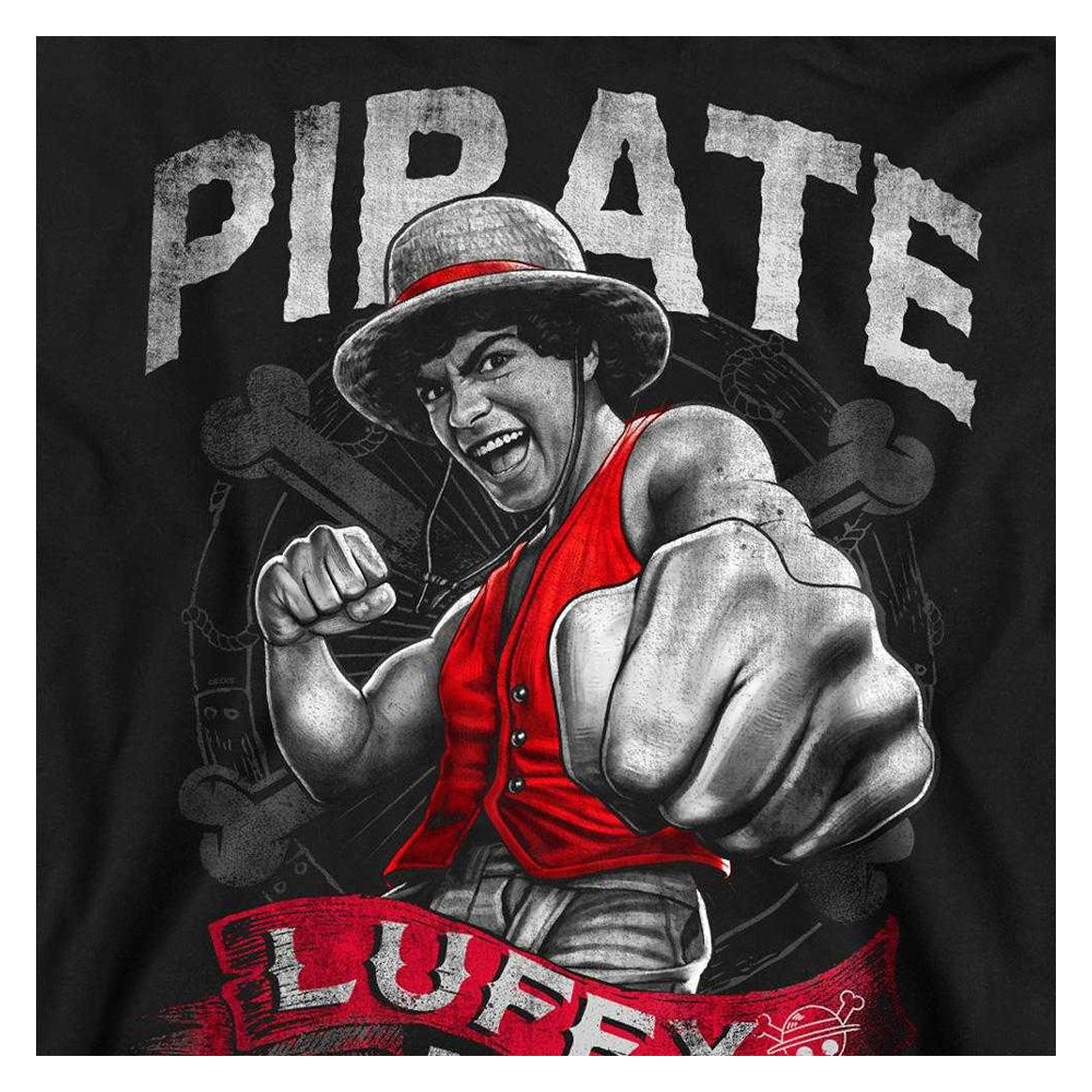 Black - Side - One Piece Unisex Adult Pirate Luffy Sweatshirt