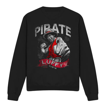 Black - Front - One Piece Unisex Adult Pirate Luffy Sweatshirt