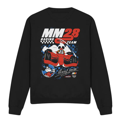 Black - Front - Disney Unisex Adult Racing Mickey Mouse Chequered Sweatshirt