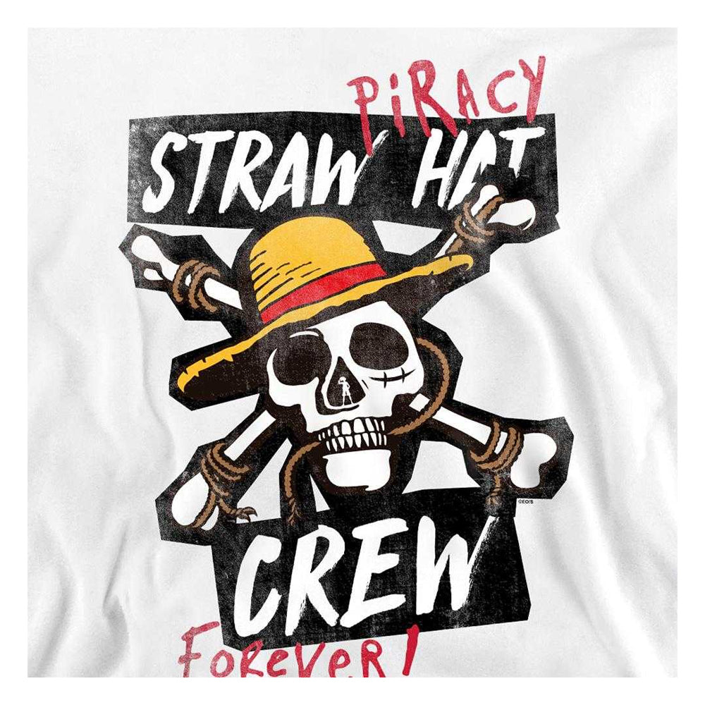 White - Side - One Piece Unisex Adult Straw Hat Crew Sweatshirt