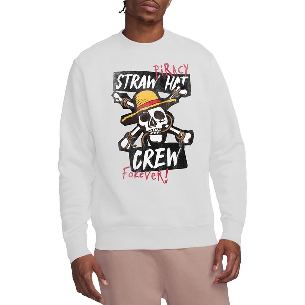 White - Lifestyle - One Piece Unisex Adult Straw Hat Crew Sweatshirt