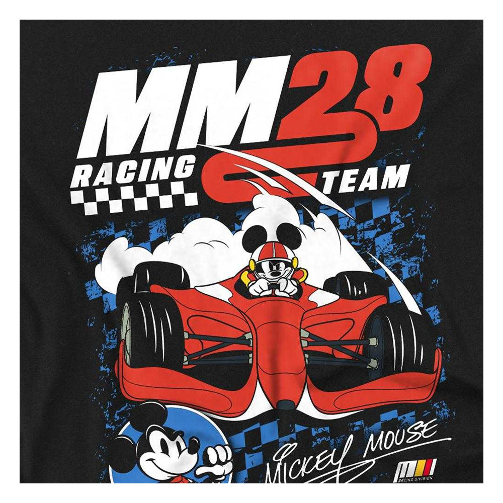 Black - Side - Disney Unisex Adult Mickey Mouse Chequered Long-Sleeved Racing T-Shirt