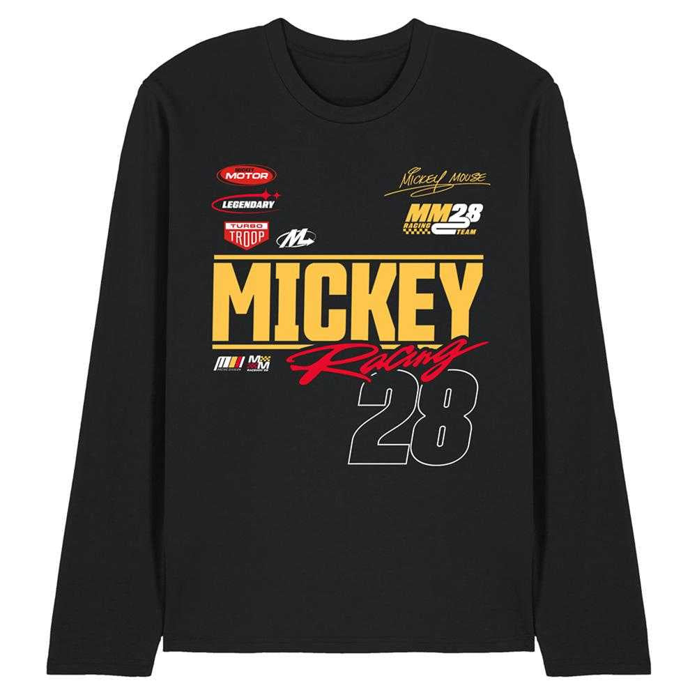 Black - Front - Disney Unisex Adult Racing 28 Mickey Mouse Long-Sleeved T-Shirt