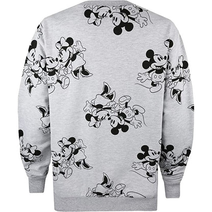 Sports Grey - Back - Disney Womens-Ladies Mickey & Minnie Mouse Heather Crew Neck Sweatshirt