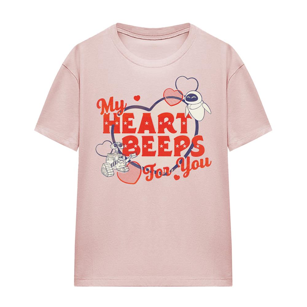 Pink - Front - Wall-E Womens-Ladies My Heart Beeps T-Shirt