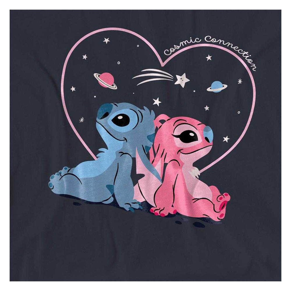 Deep Navy - Side - Lilo & Stitch Womens-Ladies Cosmic Connection Stitch & Angel T-Shirt