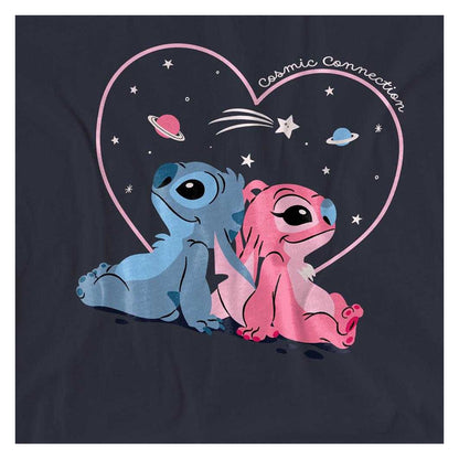 Deep Navy - Side - Lilo & Stitch Womens-Ladies Cosmic Connection Stitch & Angel T-Shirt