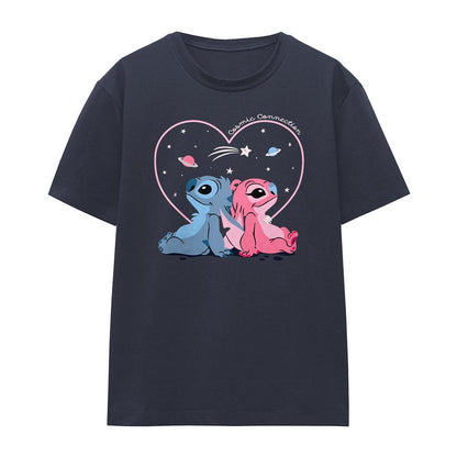 Deep Navy - Front - Lilo & Stitch Womens-Ladies Cosmic Connection Stitch & Angel T-Shirt