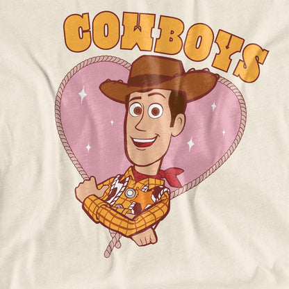 Natural - Side - Toy Story Womens-Ladies Cowboys Heart T-Shirt