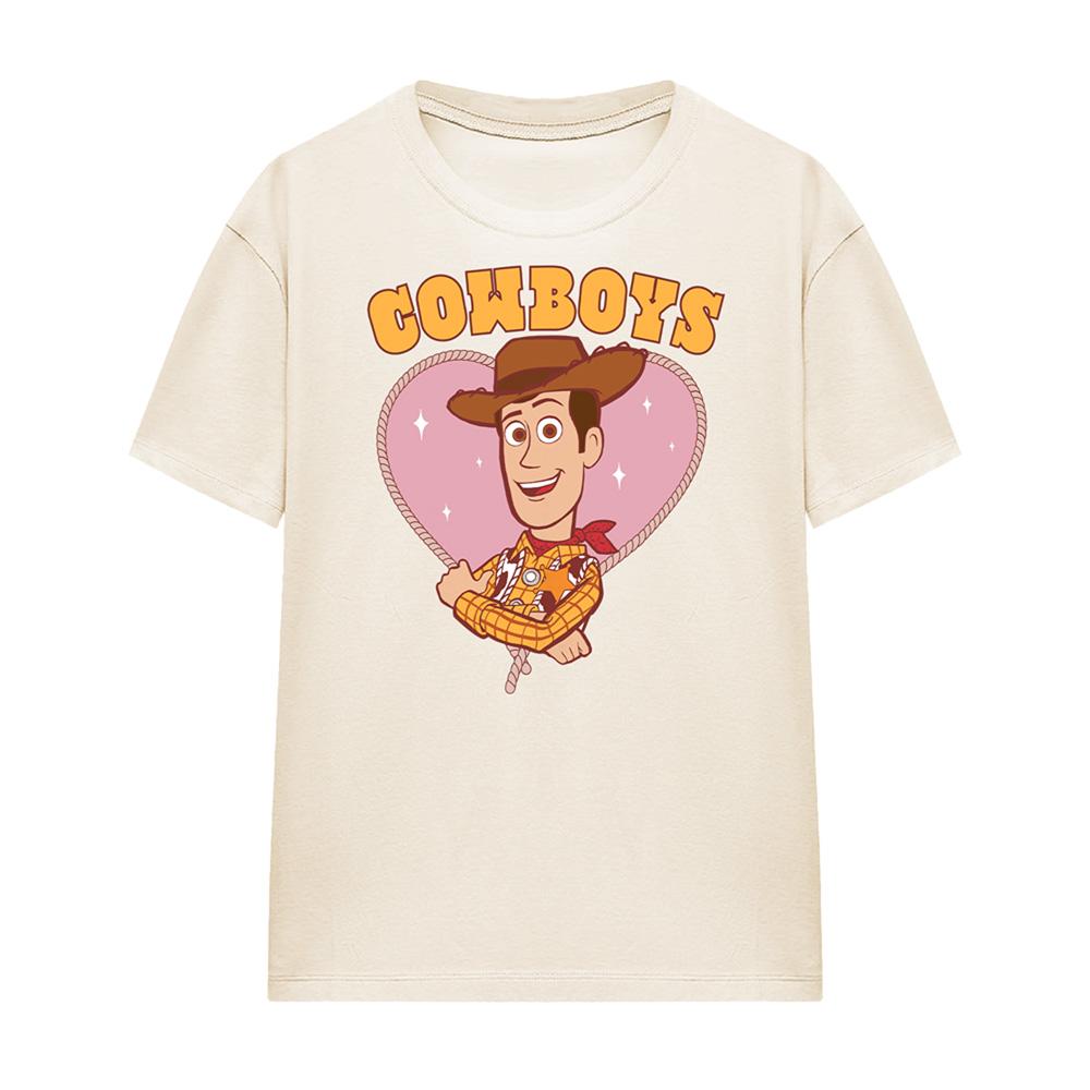 Natural - Front - Toy Story Womens-Ladies Cowboys Heart T-Shirt