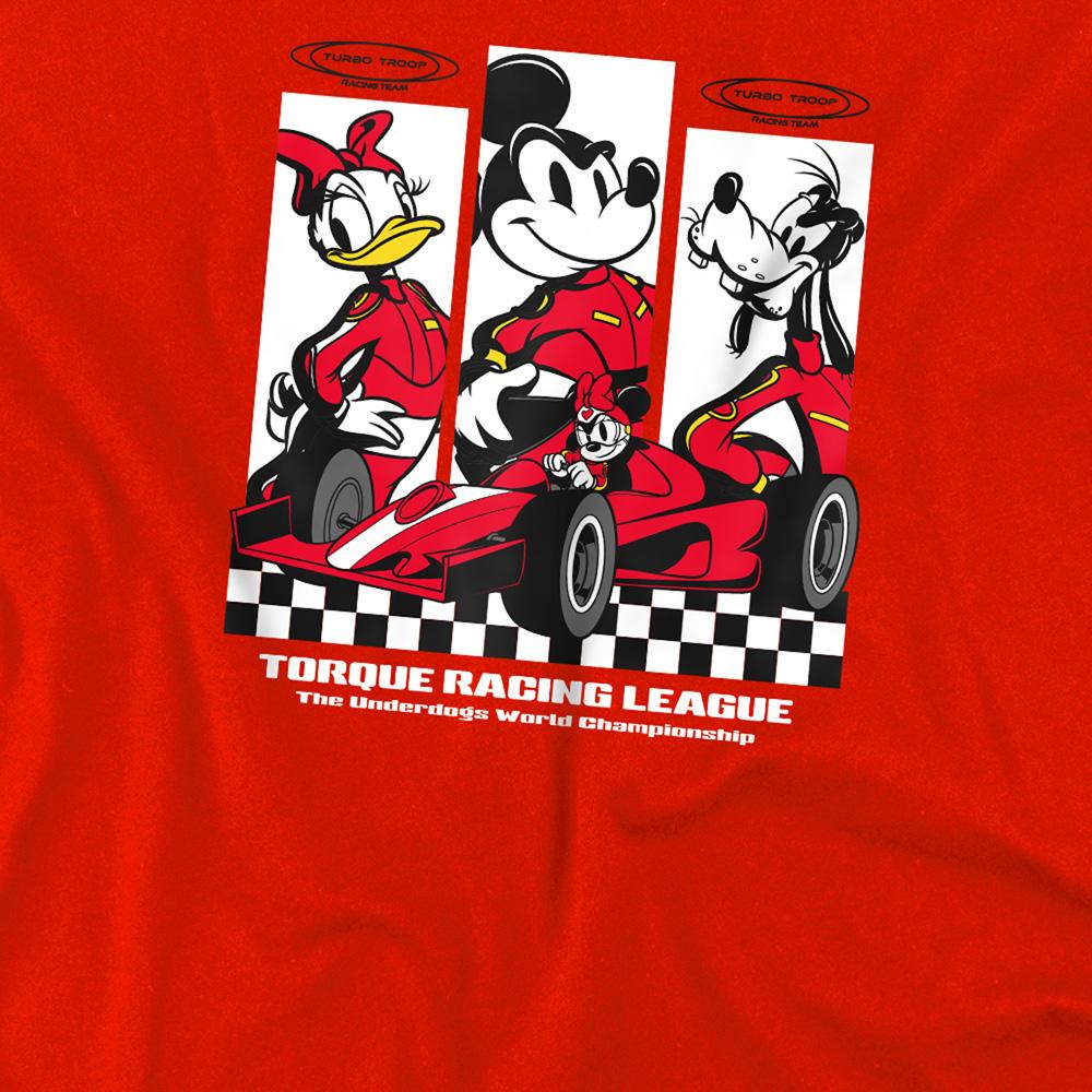 Red - Side - Disney Childrens-Kids Race League Mickey Mouse & Friends T-Shirt