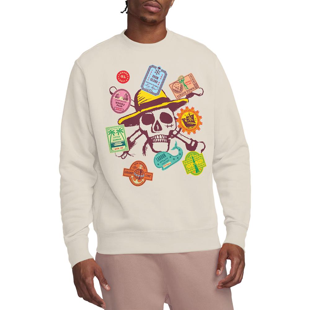 Natural - Lifestyle - One Piece Unisex Adult Travel Stickers Skull Travel Sweatshirt