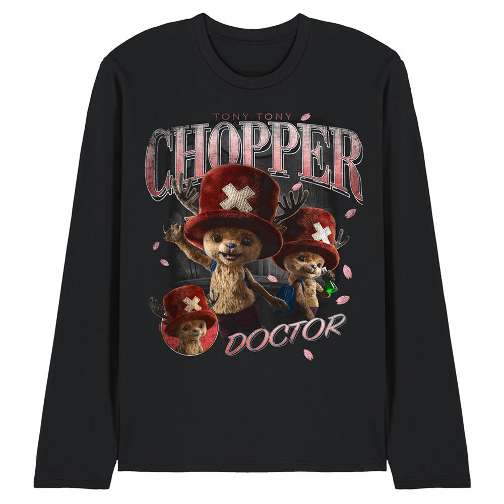 Black - Front - One Piece Unisex Adult Tony Tony Chopper Homage Long-Sleeved T-Shirt