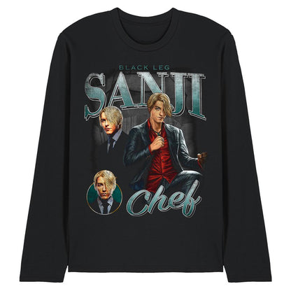 Black - Front - One Piece Unisex Adult Sanji Homage Long-Sleeved T-Shirt