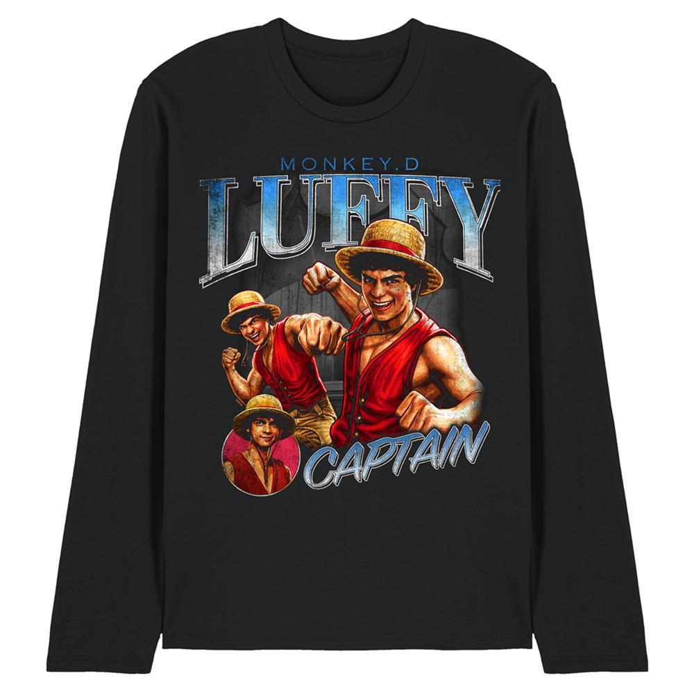 Black - Front - One Piece Unisex Adult Luffy Homage Long-Sleeved T-Shirt