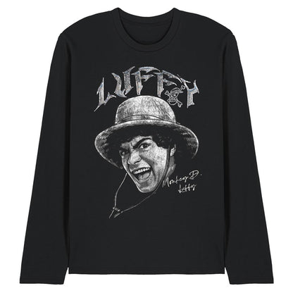Black - Front - One Piece Unisex Adult Luffy Heavy Metal Long-Sleeved T-Shirt